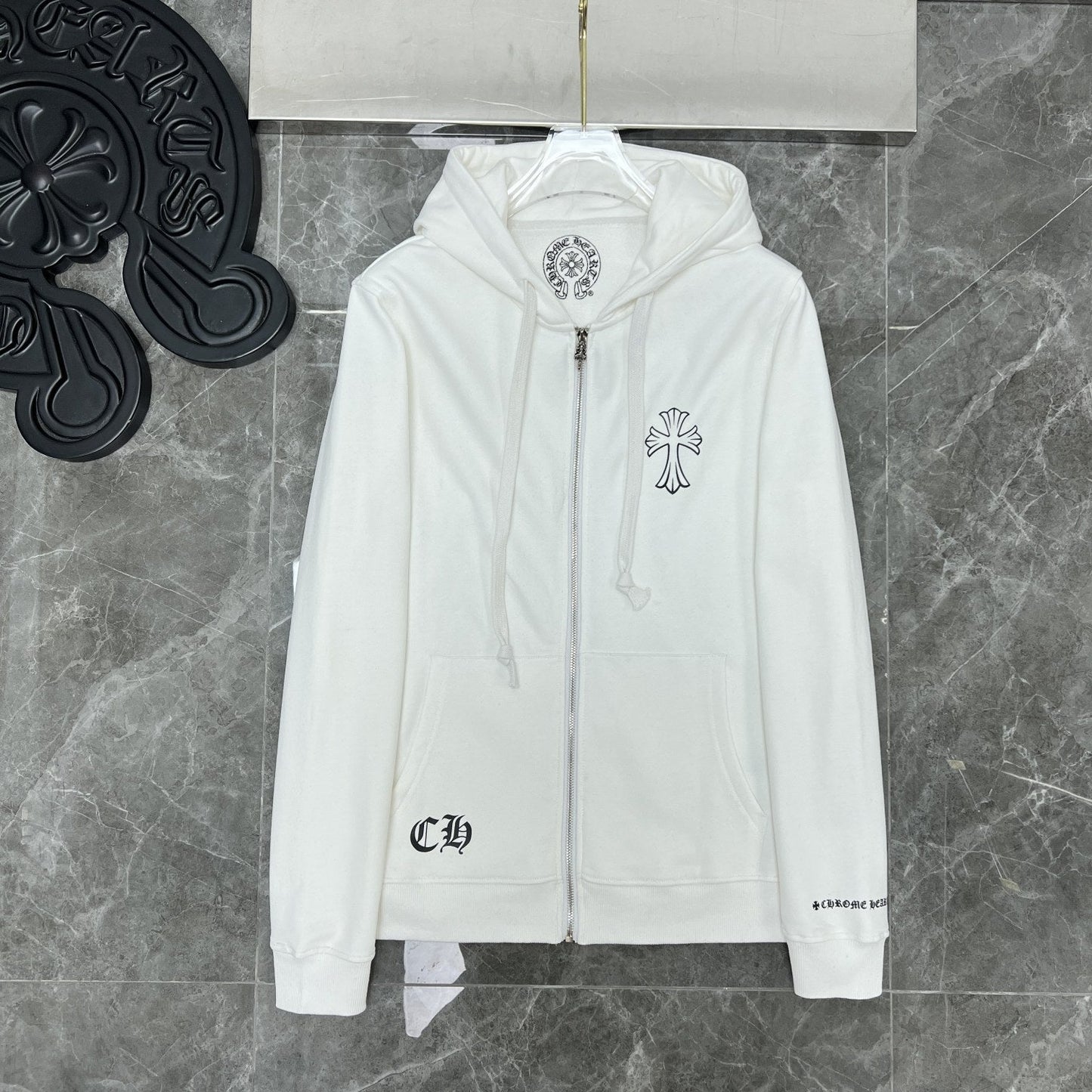 Chrome Heart Hoodie Overlap Phantom Cross Zip Sweater Couple
