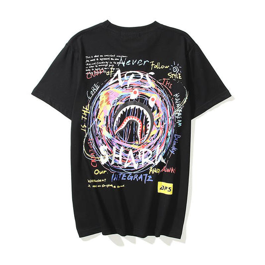 Bathing Ape T-Shirt Cartoon Round Neck Summer Printed Large Size Short Sleeve Casual