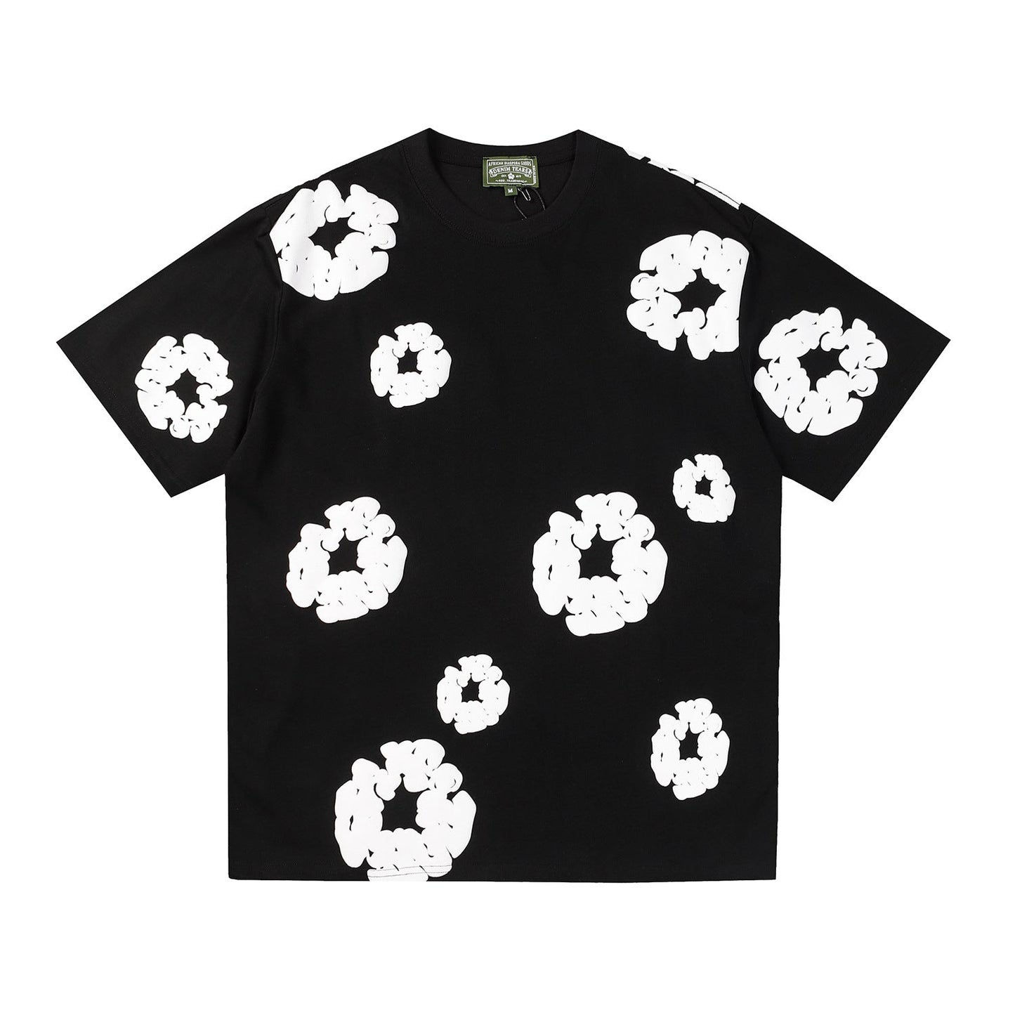 Denim Tears Outfit:T-shirt/Shorts (Separate Purchase Options) Puff Print Short Sleeve T-shirt Loose Couple Shorts Suit
